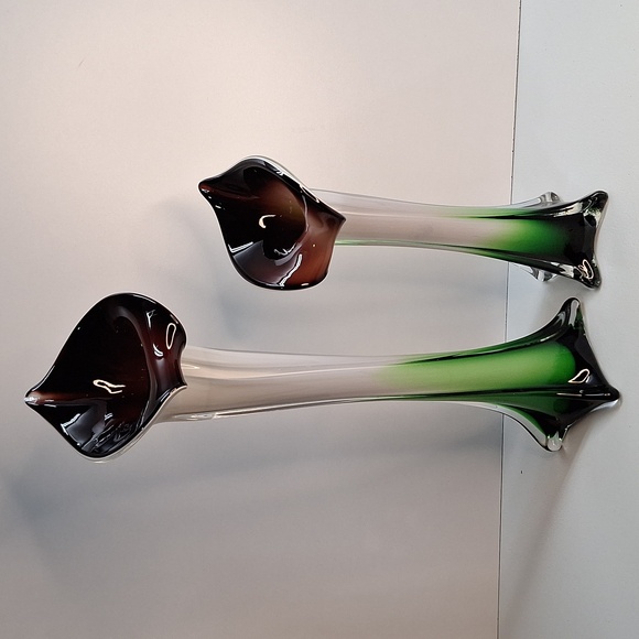 #ADF Pair of 2 Jack In the pulpit Blown glass vases - Picture 8 of 11